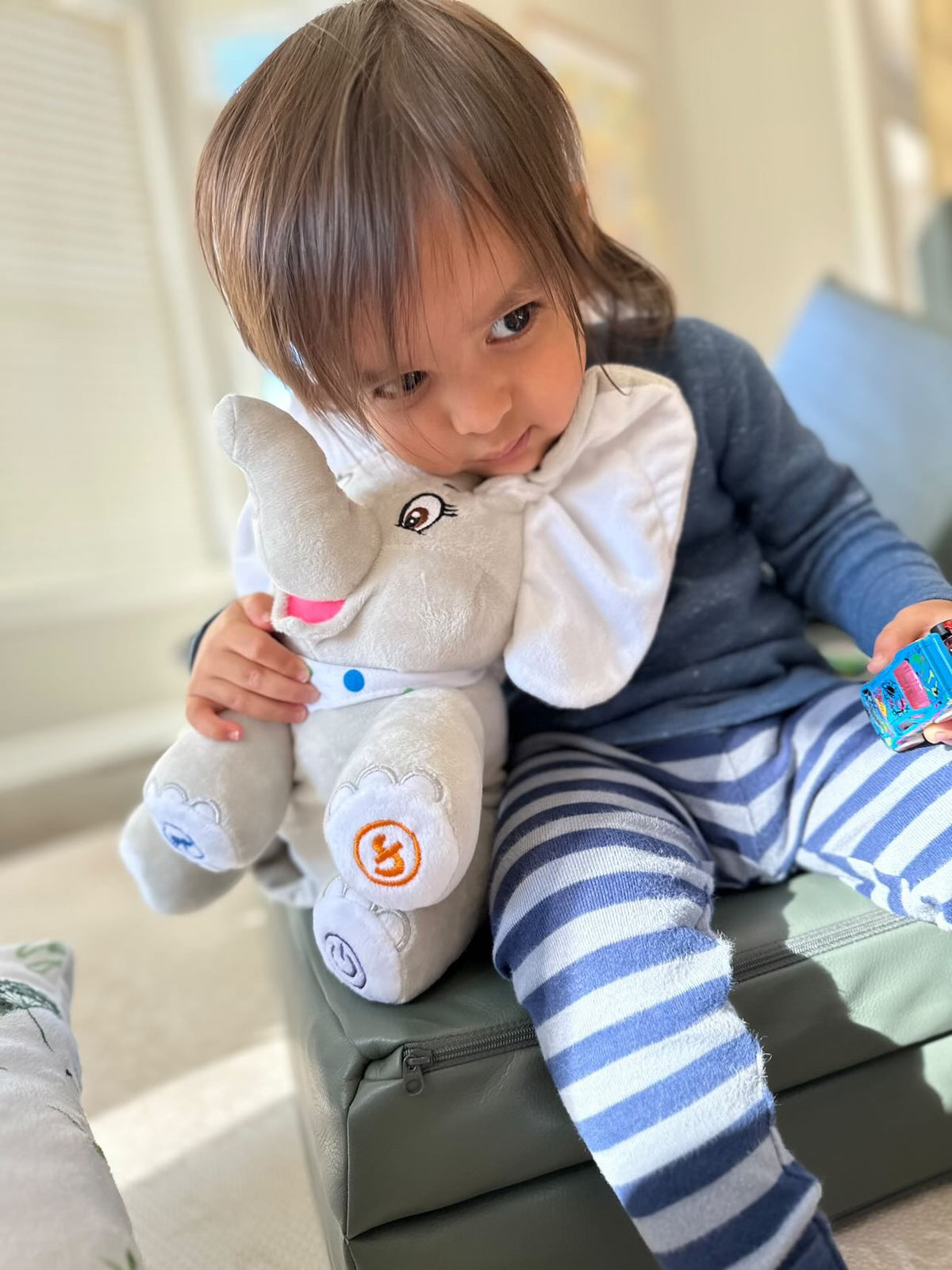 Toddler with Gujarati speaking elephant